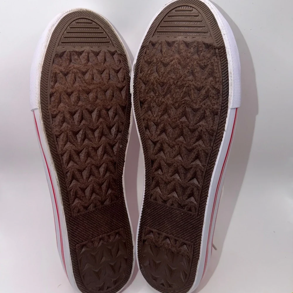 Pierre Dumas Womens 10 Red Canvas Low Top Sneakers Classic Retro Casual Shoes‎